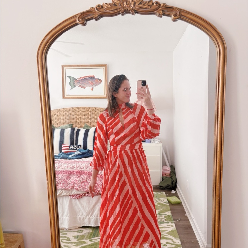 Anthropologie Red and White Striped Maxi Dress